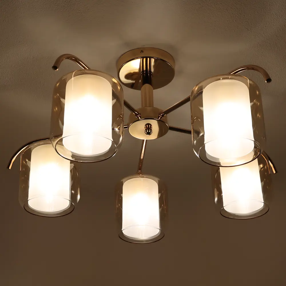 Люстра SCHAFFNER Astra 4420 - золотистая неоклассика с 5 стеклянными плафонами 89426412 STLM-1569569 - Вид №1