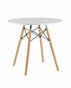 Стол обеденный круглый белый с деревянными ножками D 80 см DSW EAMES EAMES DSW 00-3958840 Белый