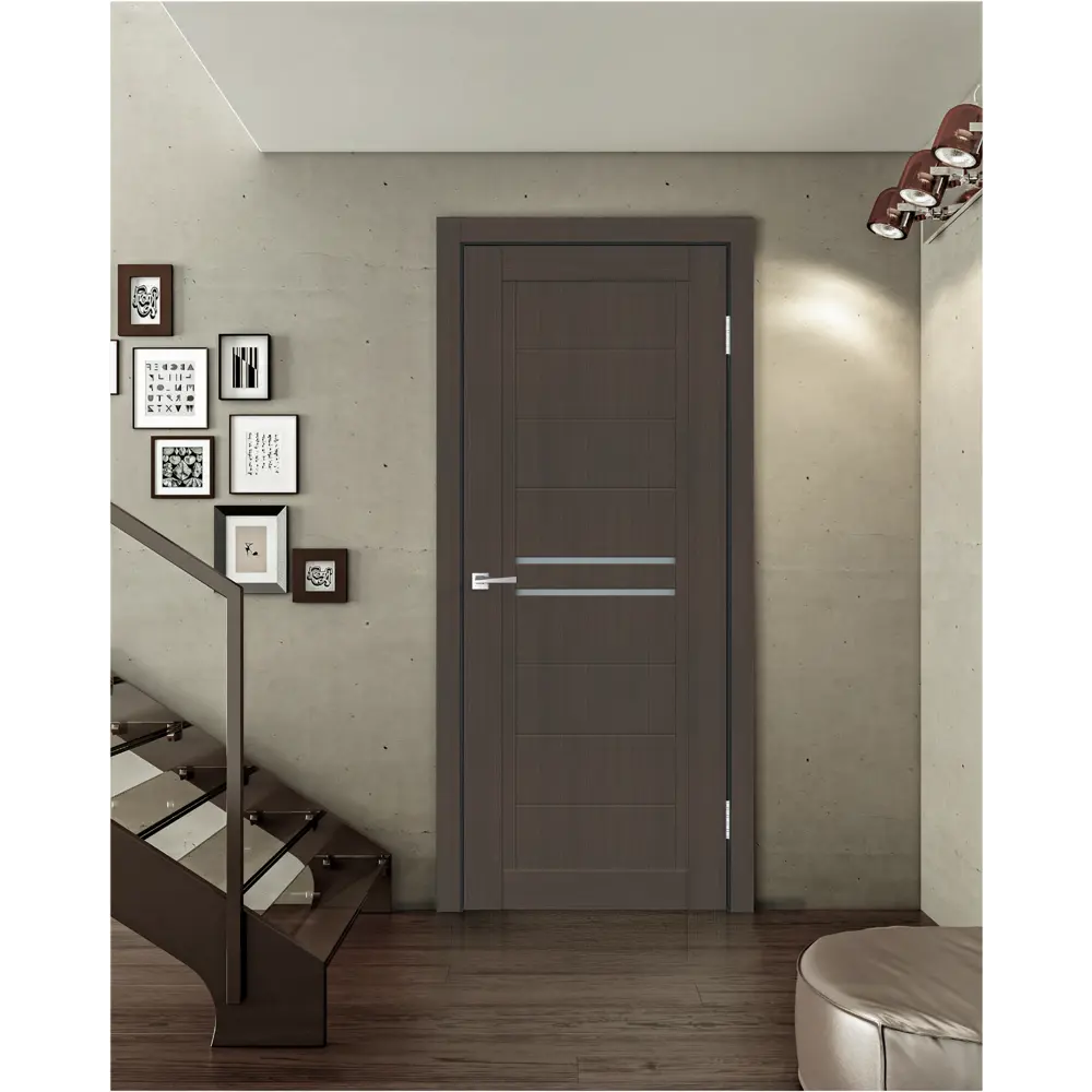 Комплект двери Некст 2 со стеклом 60x200 см ПВХ цвет черное дерево без доборов VELLDORIS STLM-2011989 - Вид №1