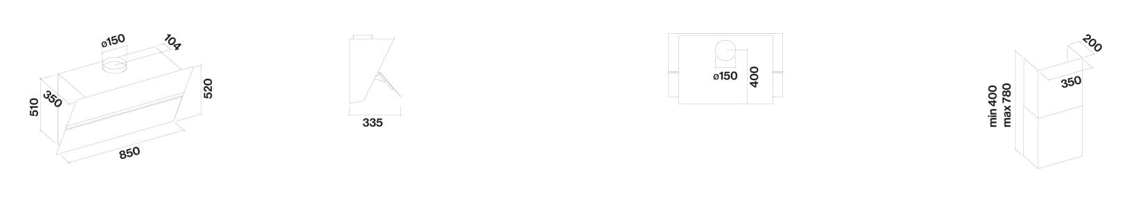 Настенный стальной вытяжной вентилятор с активированным углем Falmec дизайн ARCH-00098273 - Вид №9