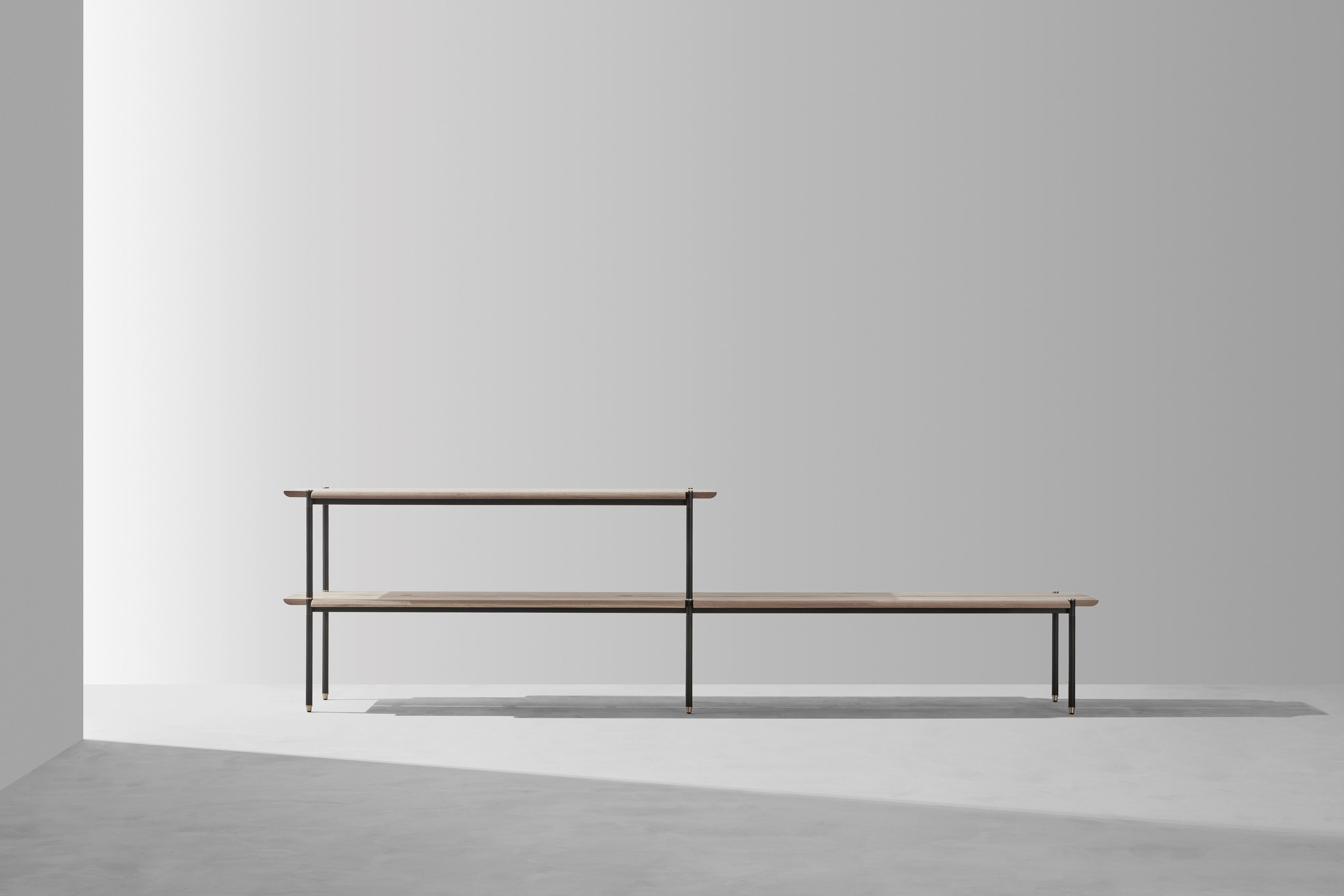 Стальная и деревянная скамья District Eight Укладка ARCH-00140767 - Вид №2