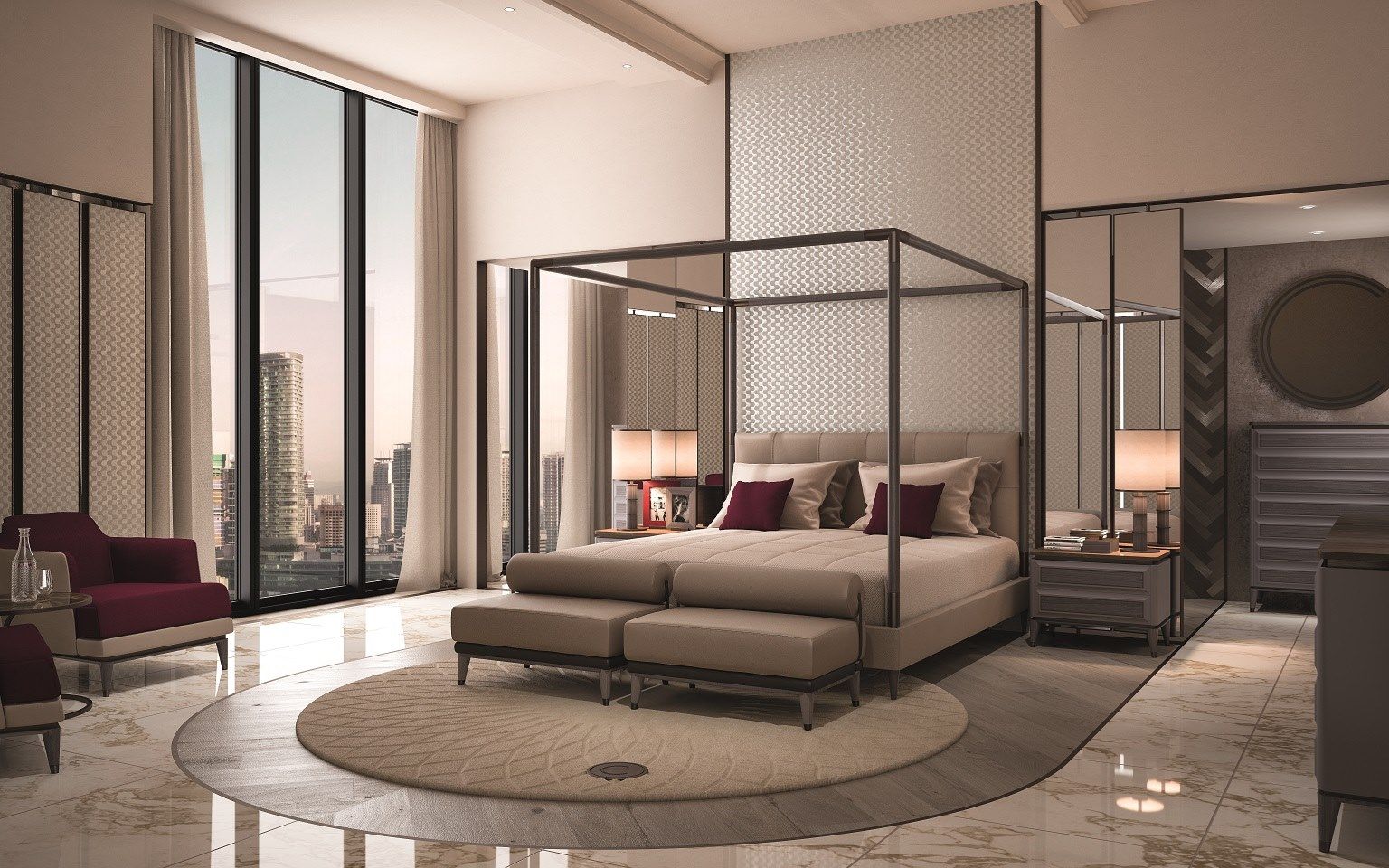 Прямоугольная тумбочка из дерева и мрамора CPRN HOMOOD Blue Moon ARCH-00080183 - Вид №1