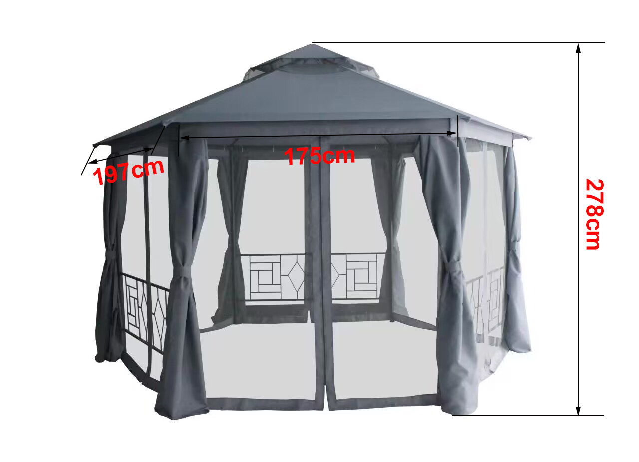 NATERIAL Шестиугольный шатер Антрацит Нью с москитной сеткой 15096560 STLM-0005436 - Вид №9