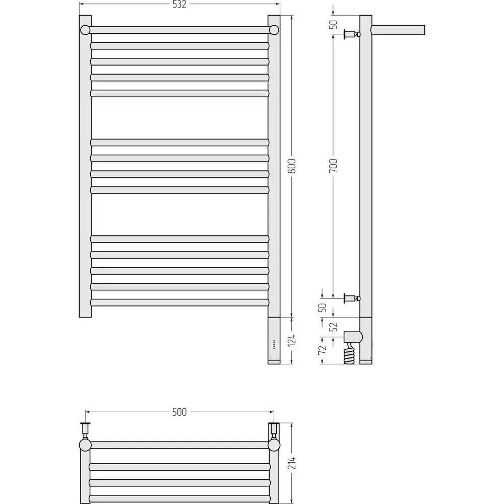 Электрический полотенцесушитель с жидким теплоносителем БОГЕМА 3.0 800x500 мм Santreyd STLM-2080730 - Вид №4