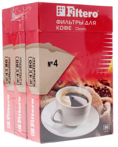 1105233 Одноразовые фильтры Filtero Classic №4 коричневый