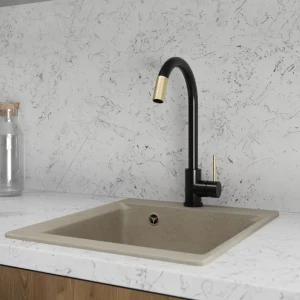 Смеситель для кухни Vidage общая высота 37.3 см цвет черный/золотой