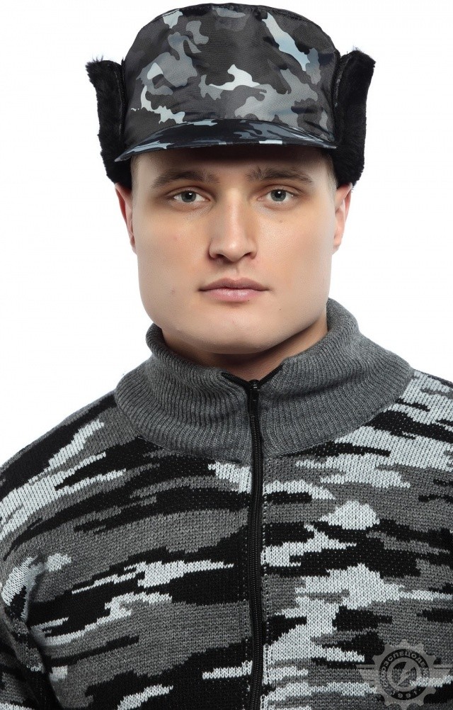 61452 Кепи "Охранник" зимнее цвет камуфляж серый  Головные уборы  размер 59 Спецодежда  - Вид №3