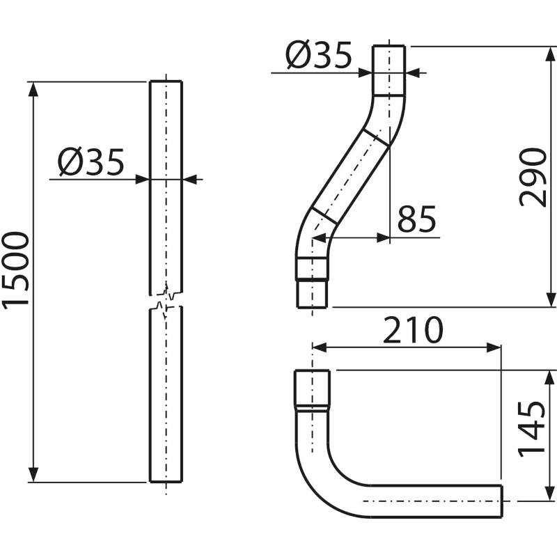 Водосливная труба комплект DN35 ALCAPLAST A950 - Вид №1