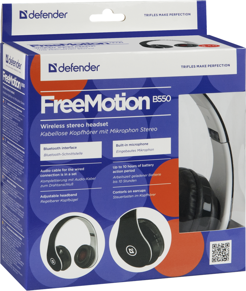 63550 беспроводная гарнитура freemotion b550 черный, bluetooth Defender Santreyd  - Вид №2