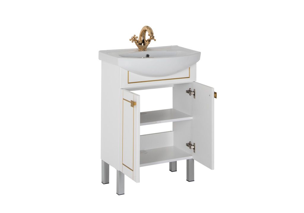 Тумба с раковиной Aquanet Честер 60 белый/золото 0018610400182641 - Вид №1
