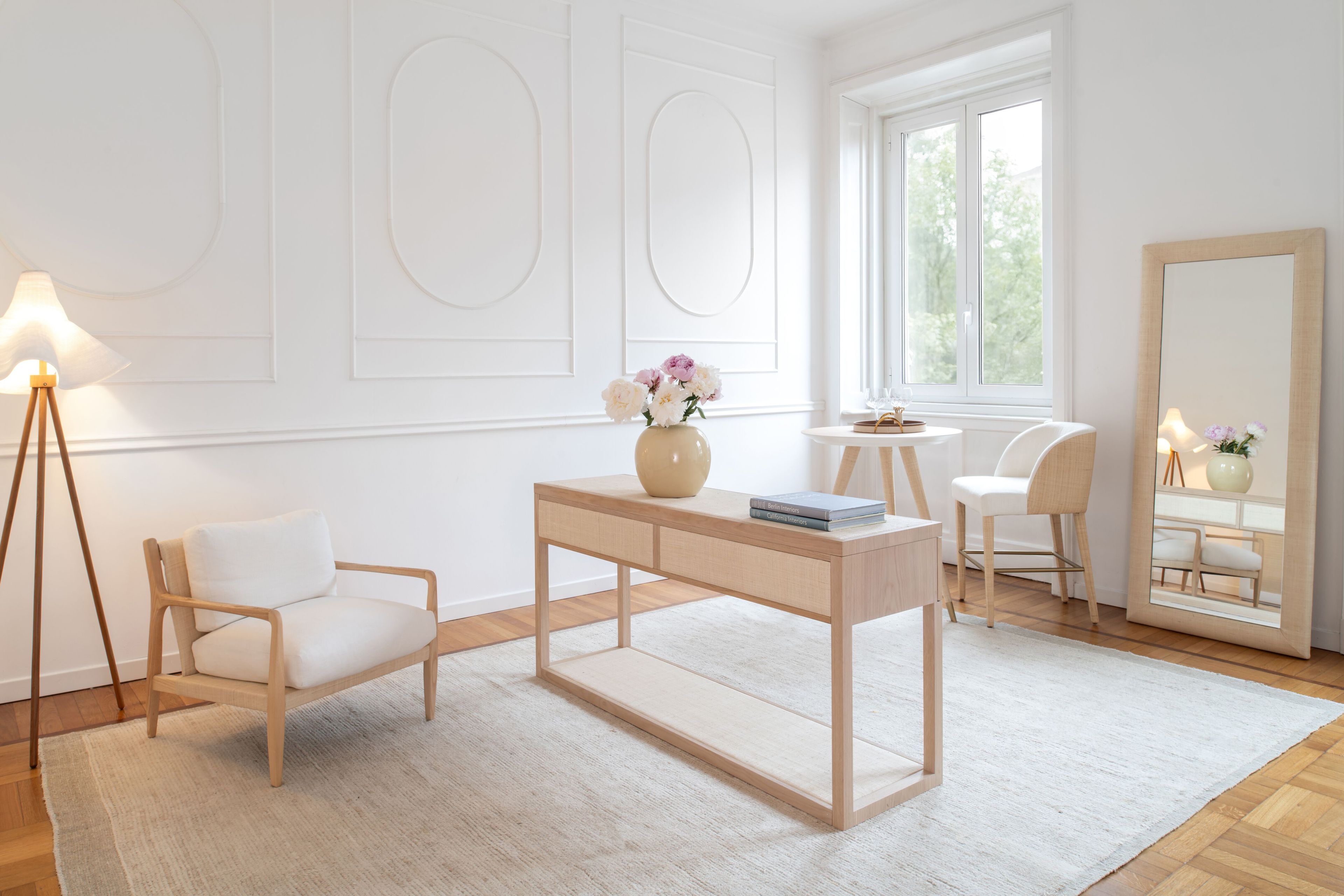 Прямоугольная консоль из дуба и рафии с ящиками DOM EDIZIONI коллекция Ривьера ARCH-00043590 - Вид №1