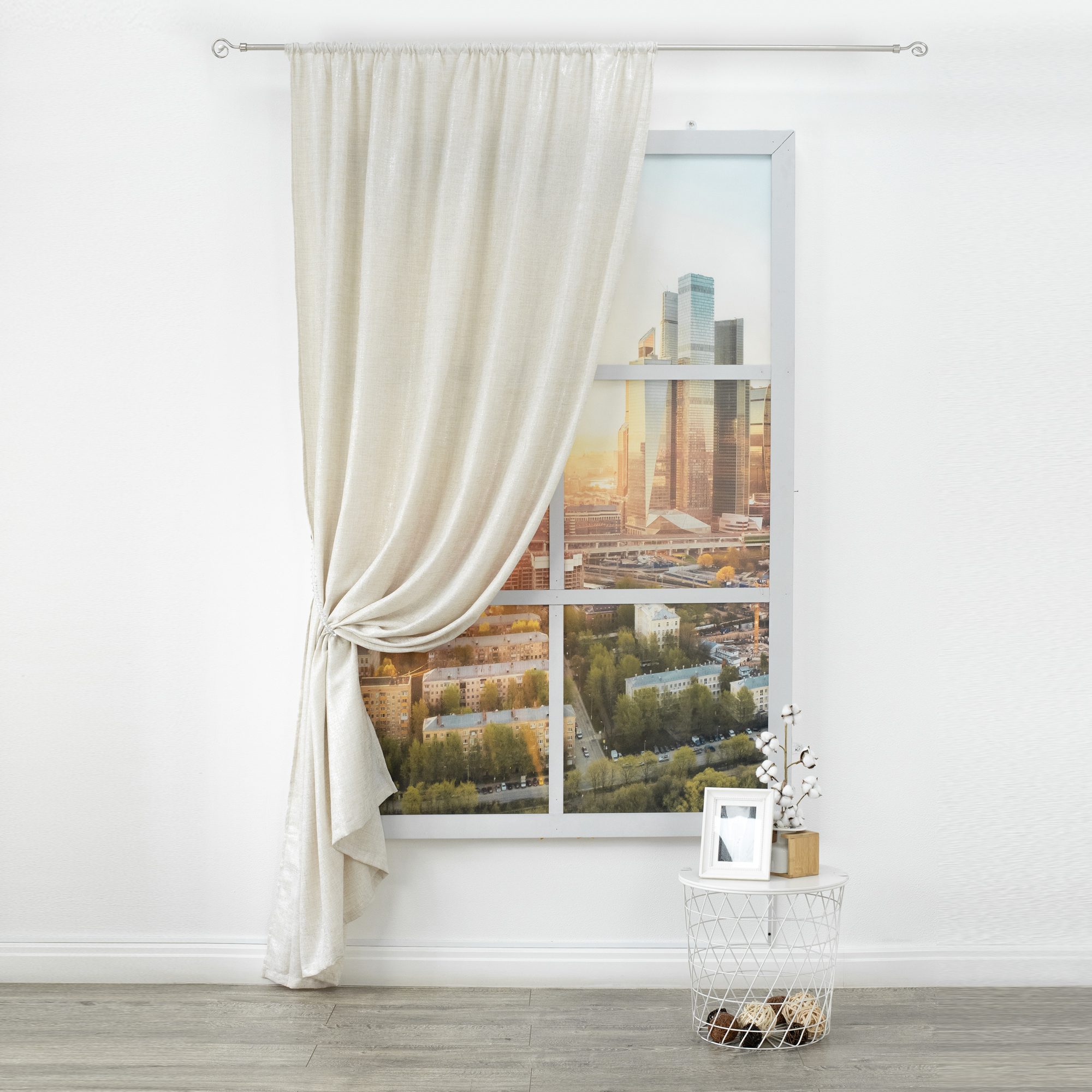 AMORE MIO Штора кремовая классическая 160x260 см с лентой для карниза 89096781 STLM-0078373 - Вид №11