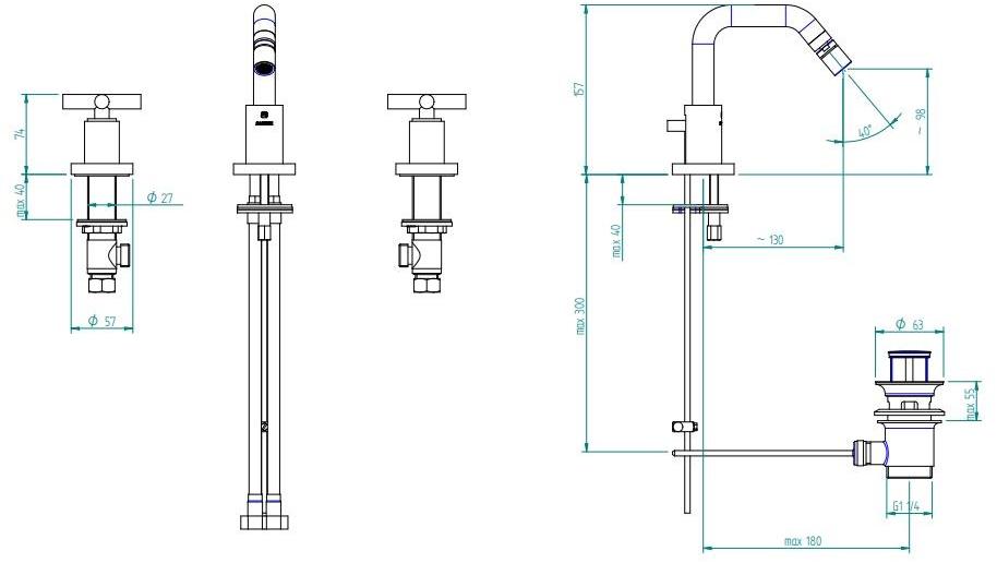 ZAZZERI Смеситель для биде с 3 отверстиями Da-da sun-id-1464874 - Вид №2