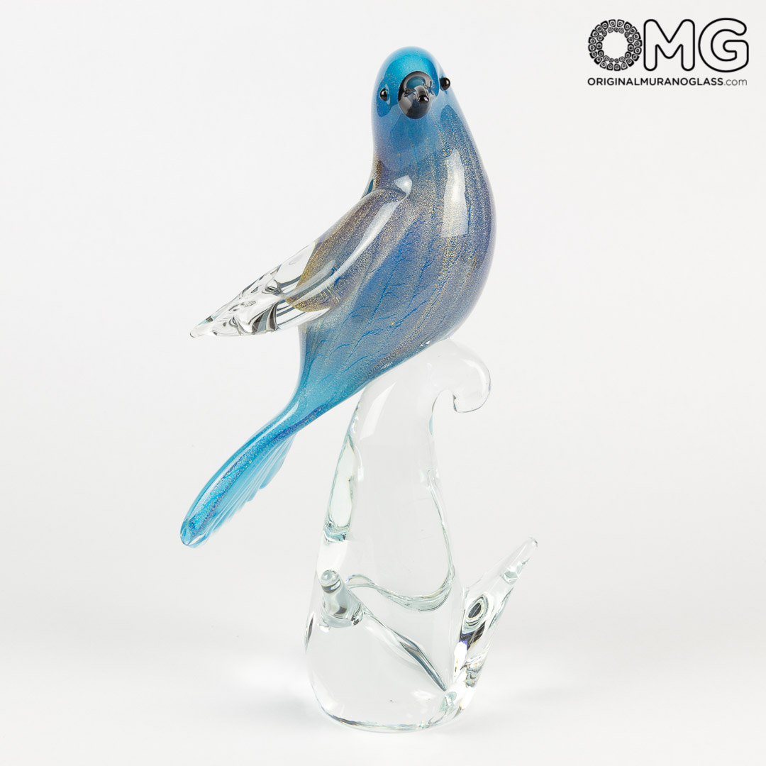 2898 ORIGINALMURANOGLASS Скульптура - Синий дрозд - Original Murano Glass OMG 20 см  - Вид №1