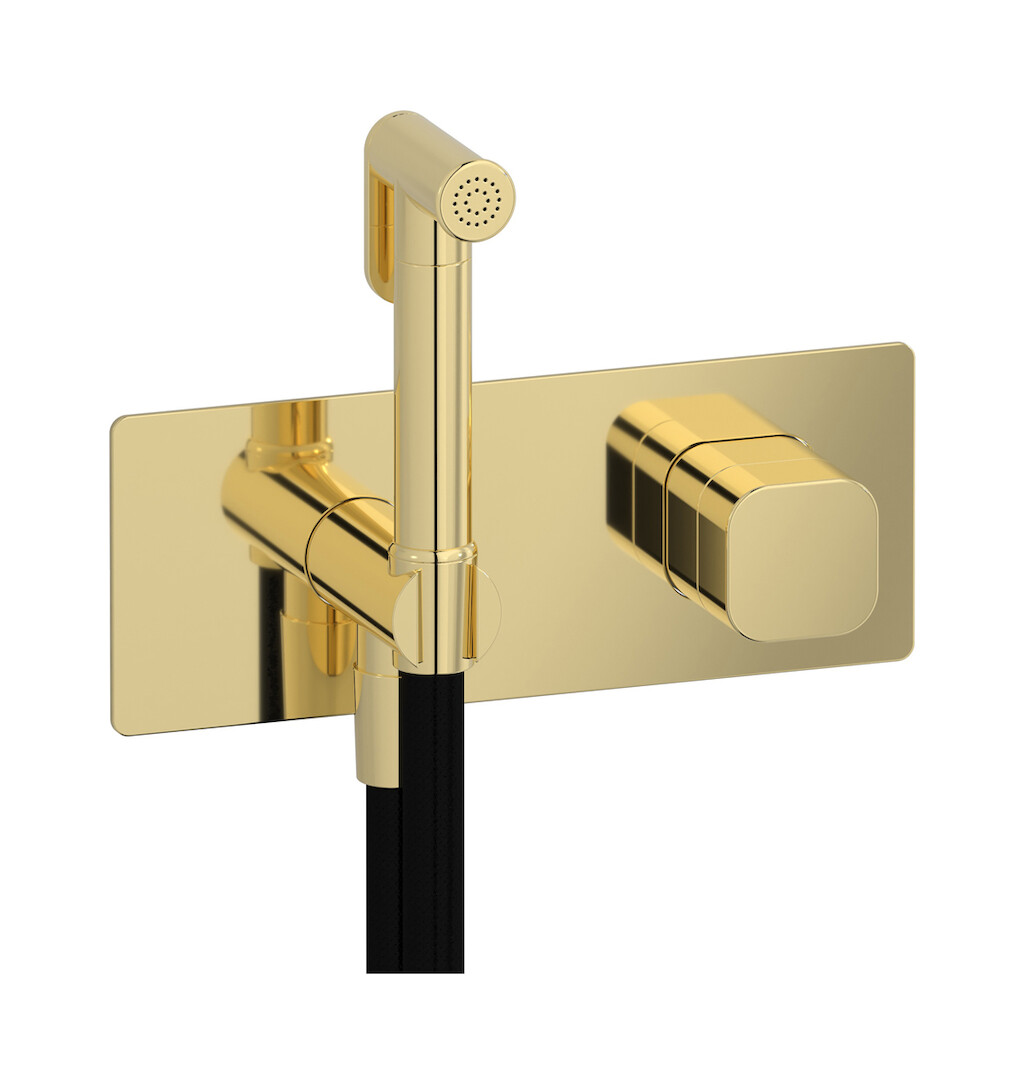 Внешние части гигенического душа со смесителем. WE ARE IB eo706ii_1 Pale Gold Elio