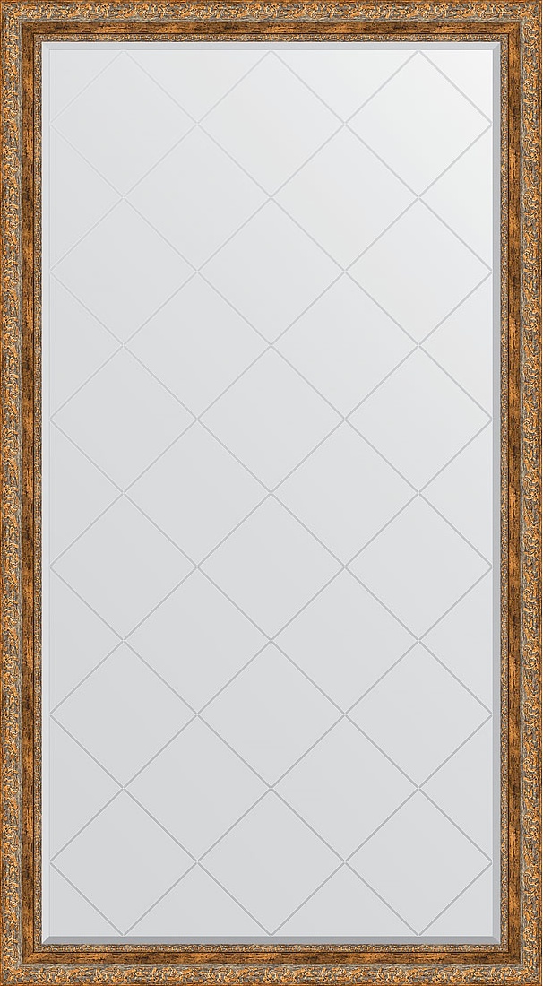 BY 6354 Зеркало напольное с гравировкой в багетной раме - виньетка античная бронза 85 mm EVOFORM Exclusive-G floor