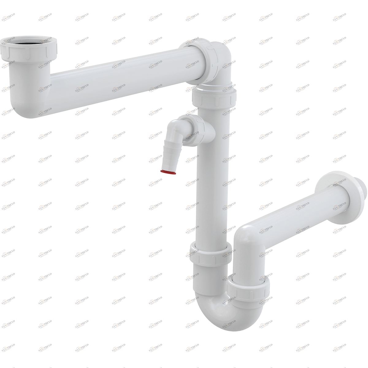 Сифон для мойки экономящий пространство со штуцером и с накидной гайкой 6/4" ALCAPLAST A872P