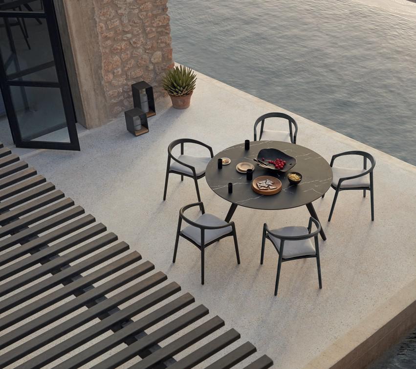 MNST974 Обеденный стол teak ⌀148см Manutti Torsa - Вид №5