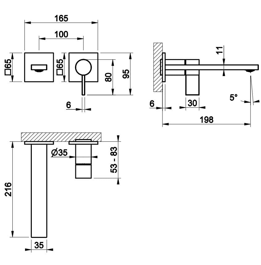 Смеситель для раковины из хромированной латуни Gessi обратный ARCH-00078078 - Вид №2