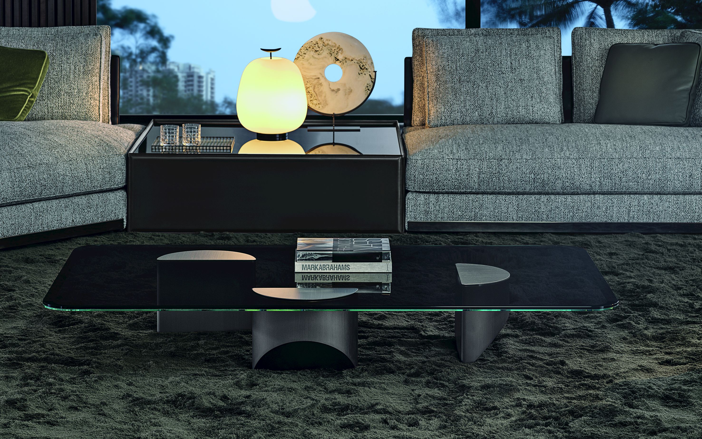 Стеклянный прямоугольный низкий журнальный столик Minotti Клин ARCH-00090567 - Вид №2