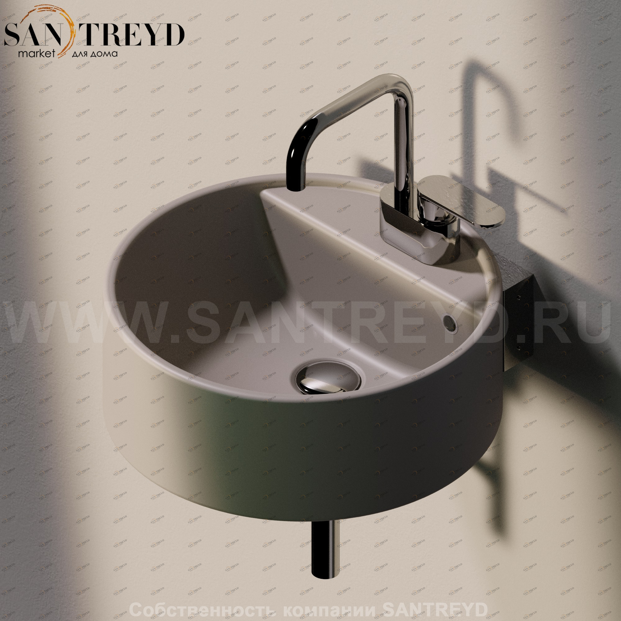 5050-42S.1019 Подвесная раковина настенная овальная Ceramica Flaminia  серая 