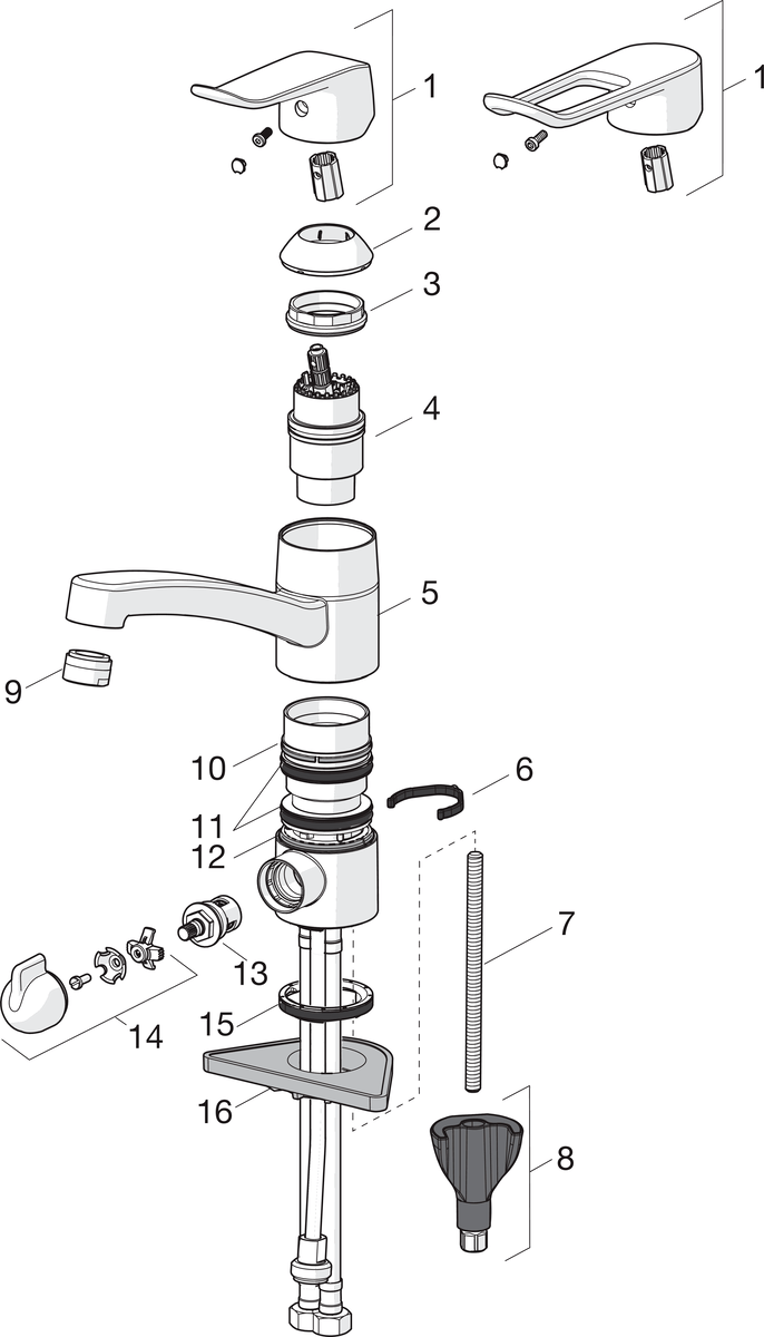 Oras 5713F Смеситель для умывальника с клапаном 5713F Care Хром  - Вид №4