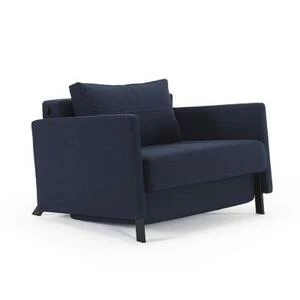 Кресло Cubed 90 с подушкой, подлокотниками Rests и черными ножками, синее