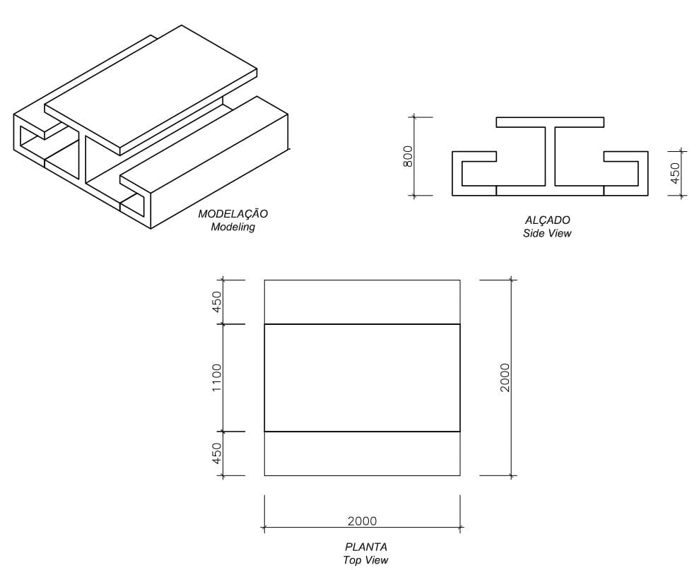 Бетонный стол для общественных мест со встроенными скамейками amop ARCH-00028741 - Вид №2