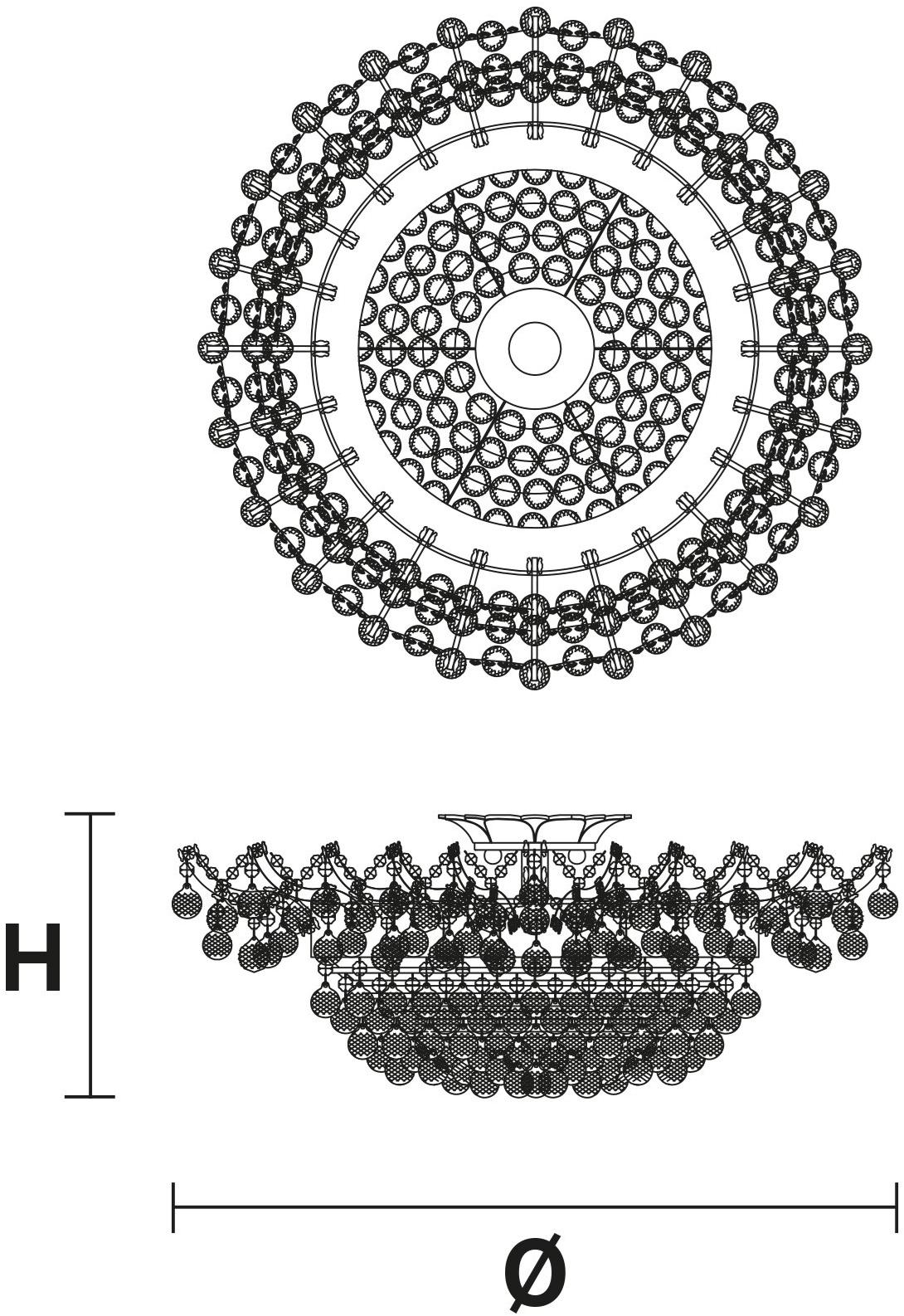 Masiero Потолочный светильник из металла с кристаллами swarovski® Maria teresa sun-id-1481510 - Вид №2