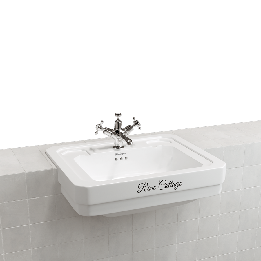 Burlington Bespoke Полувстраиваемая раковина Bespoke Script в эдвардианском стиле 58см с 1 отверстием под смеситель B12 1TH SCR 