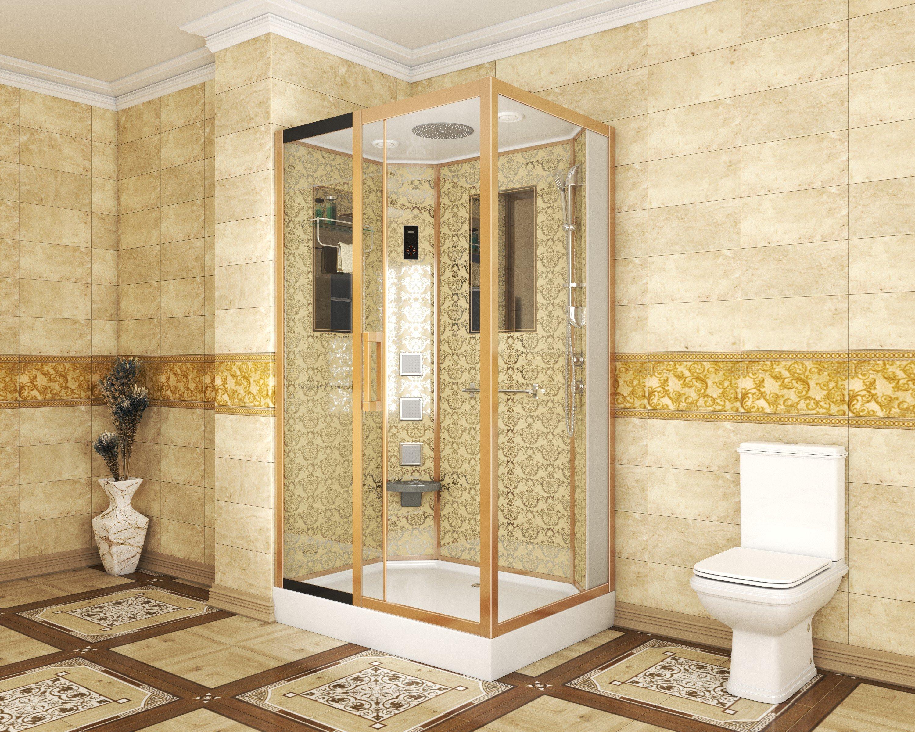 Душевая кабина NG-7711GL (900x1200х2150) низкий поддон стенки ЗОЛОТО Niagara Luxe - Вид №2