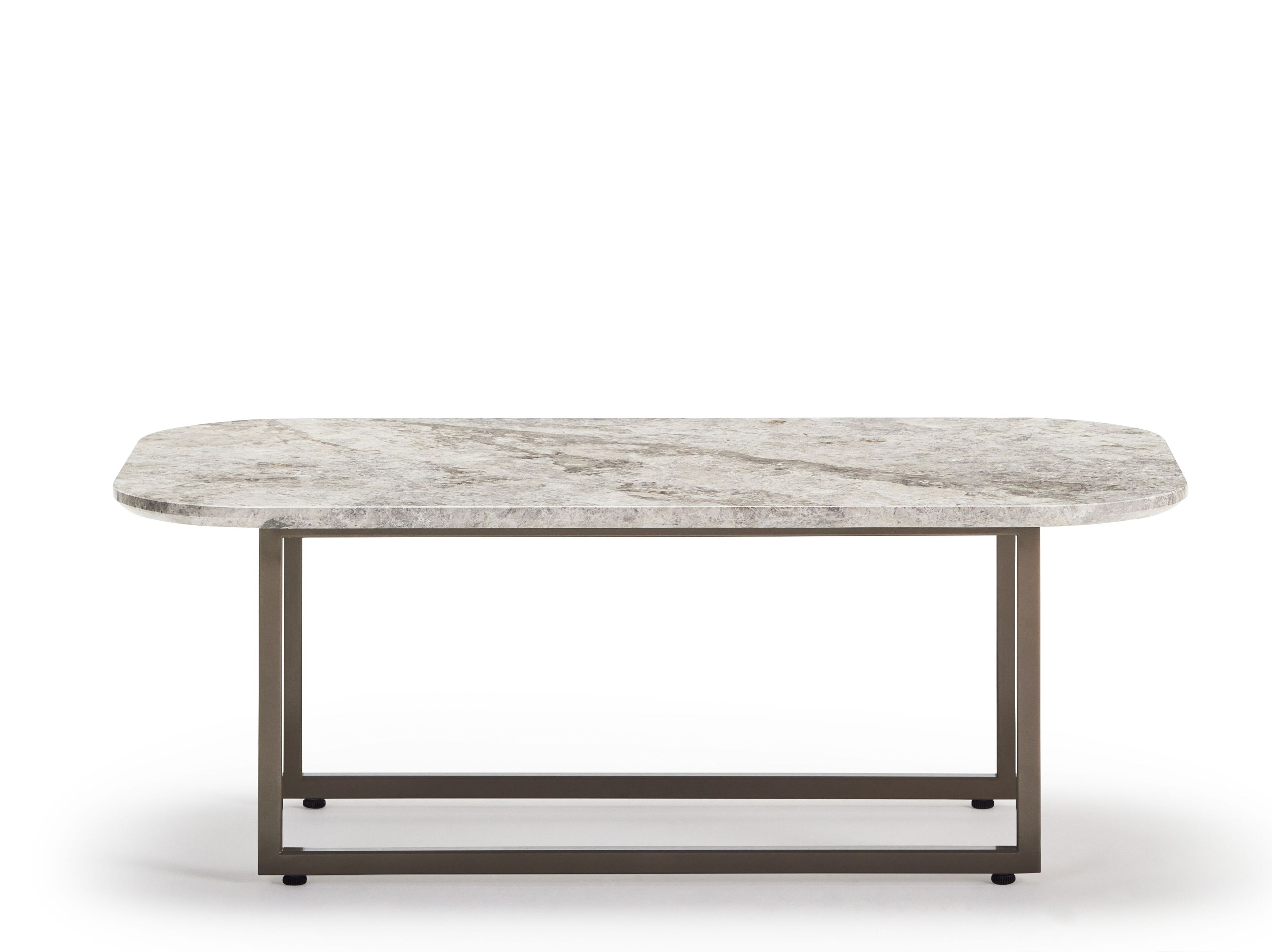 Латунный низкий прямоугольный журнальный столик с мраморной столешницей Papell Design Каталана ARCH-00140570