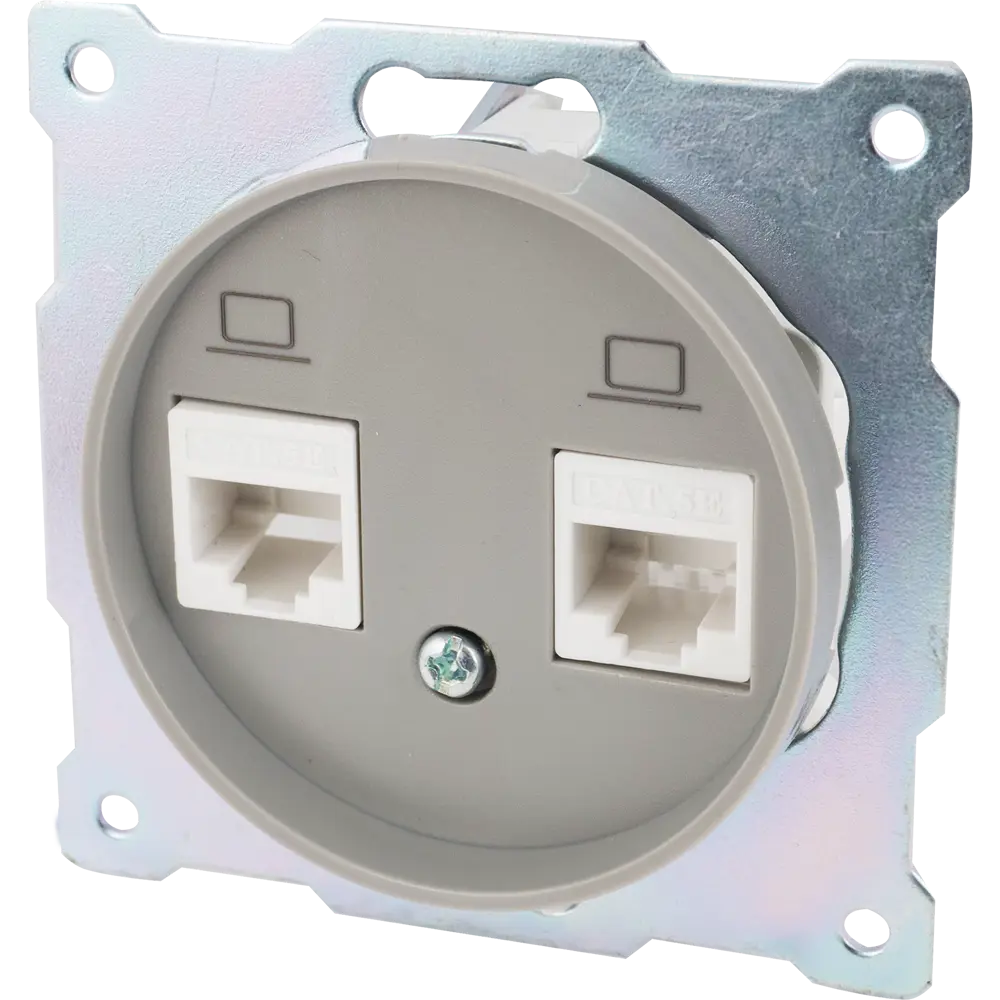 Розетка компьютерная двойная встраиваемая Onekey Florence RJ45 UTP cat 5e цвет серый 82127035 STLM-2021507 ONEKEYELECTRO - Вид №2