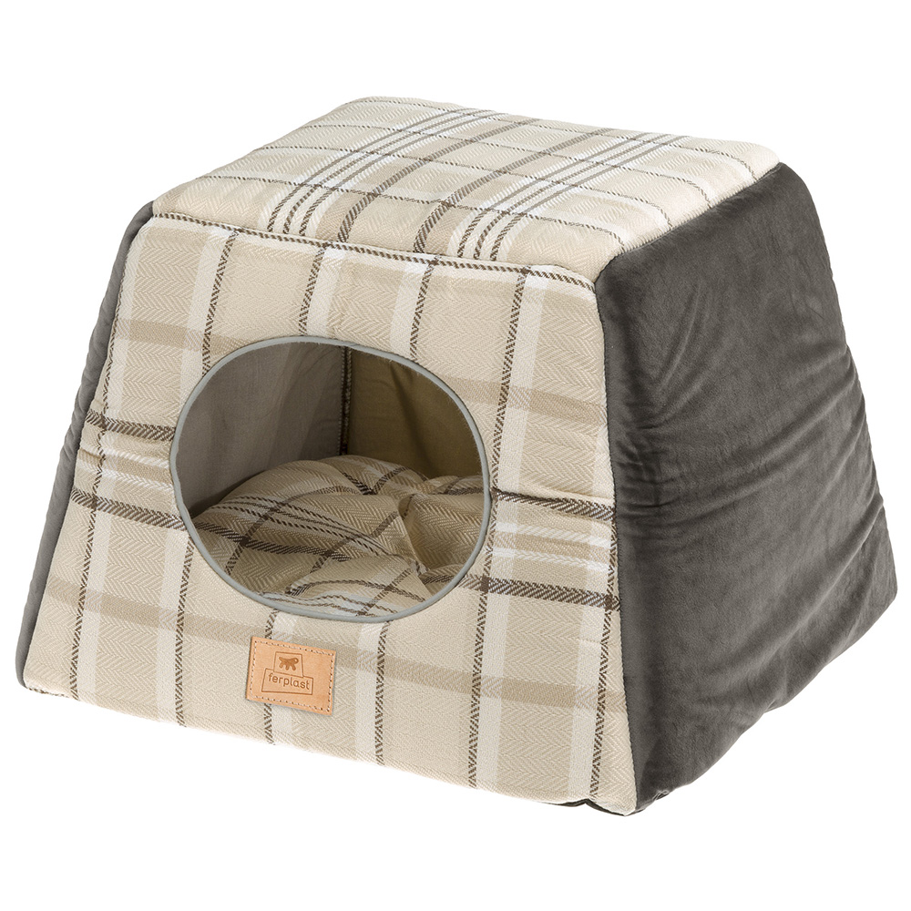ПР0049288 Домик-трансформер для животных EDINBURGH коричневый, с двухсторонней подушкой FERPLAST 