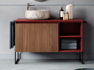 Деревянная напольная раковина с выдвижными ящиками