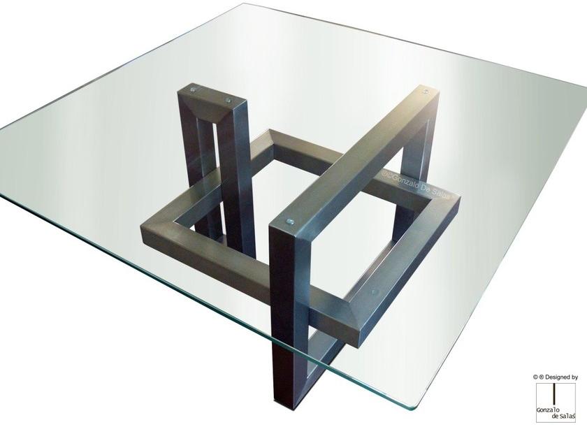 Gonzalo De Salas Квадратный обеденный стол из железа и стекла Ios sun-id-1412970 - Вид №1