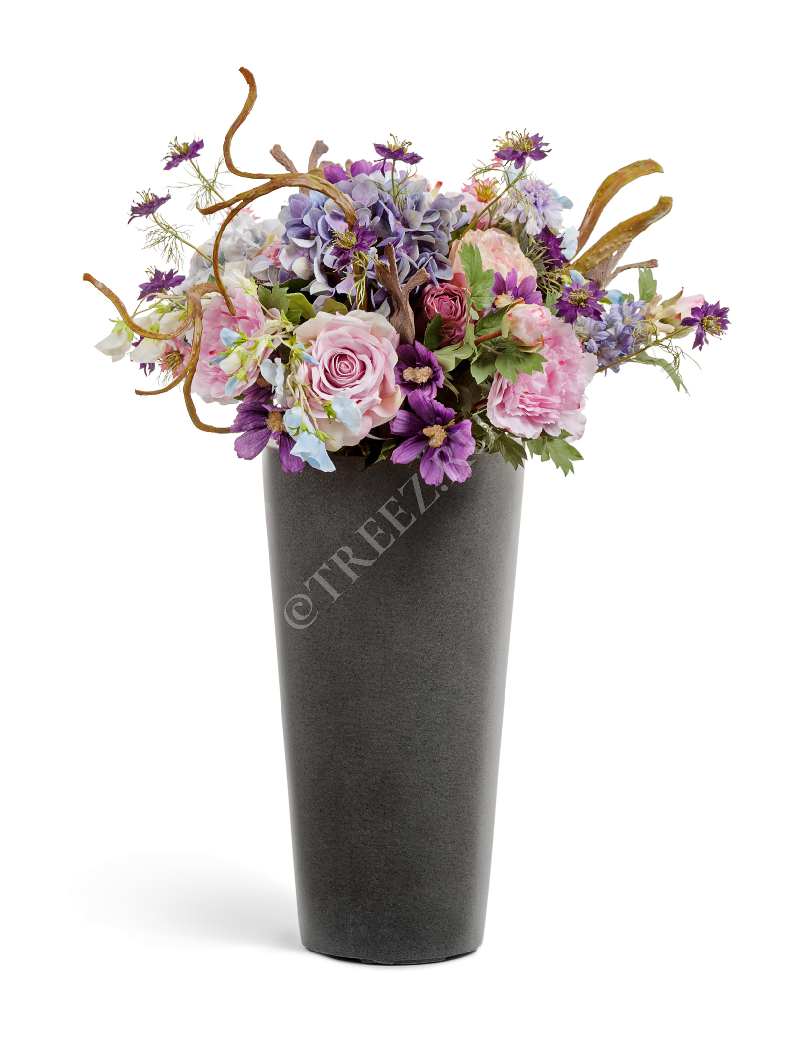 41.3319-02-020-GR-45 Кашпо  Effectory - серия Beton - Высокий конус - Тёмно-серый бетон Цветочная коллекция  - Вид №10
