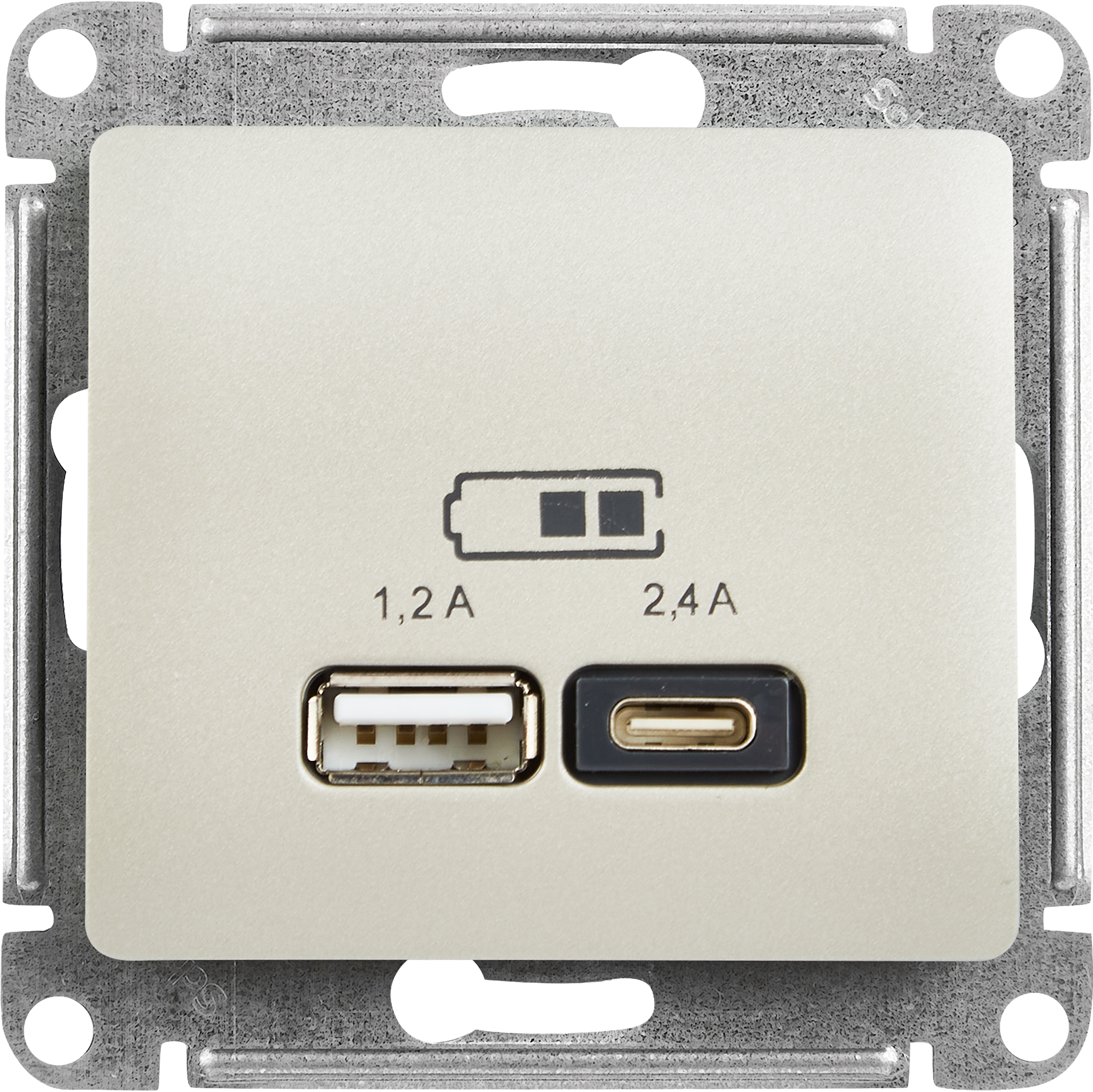 85622156 Розетка USB A+С встраиваемая цвет платина Glossa STLM-0064648 SCHNEIDER ELECTRIC 