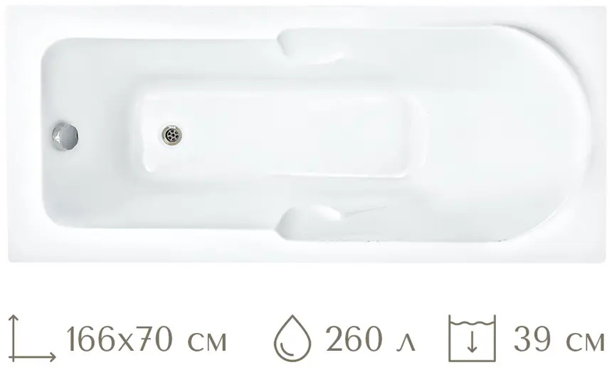 91590803 Прямоугольная ванна Lesan Капри 166*70 LS/B-CAPRI166 акрил 166x70см STLM-0980913