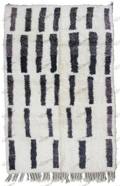 AFOLKI Прямоугольный шерстяной коврик с длинным ворсом и узором Beni ourain Taa1262be