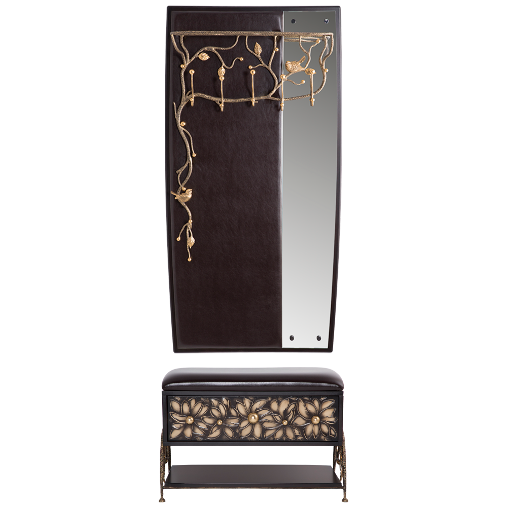 15011,14079 Настенная прихожая Терра Каштан с зеркалом BOGACHO 4627196590427, 4627196590441