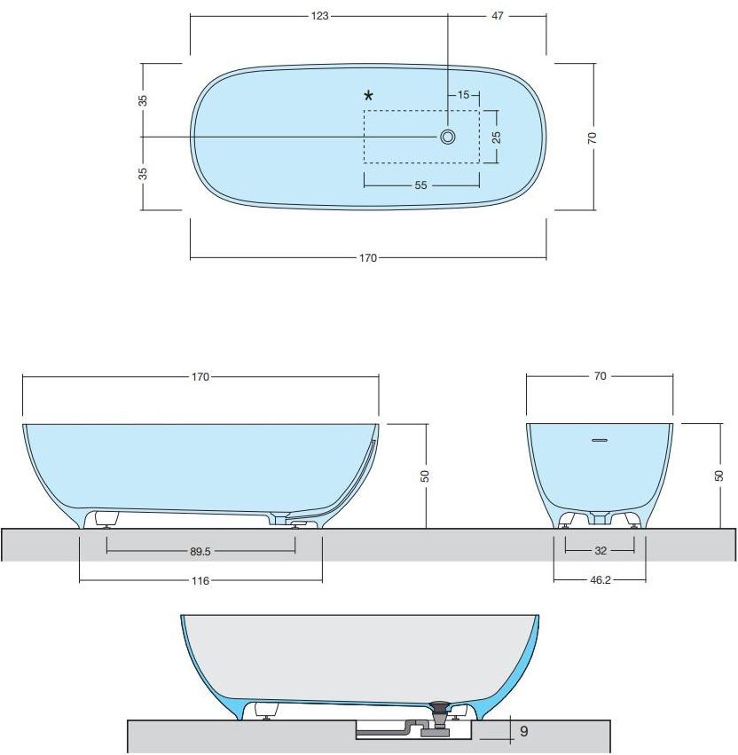 DISENIA Отдельностоящая овальная ванна Aquatek Oval sun-id-1467235 - Вид №4