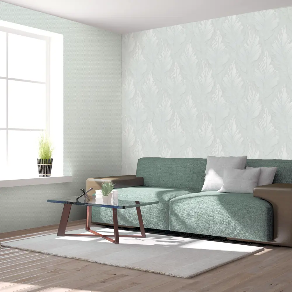 Флизелиновые обои Santreyd Соул мятно-серебристые 1.06 м 89398676 STLM-1453100 - Вид №3