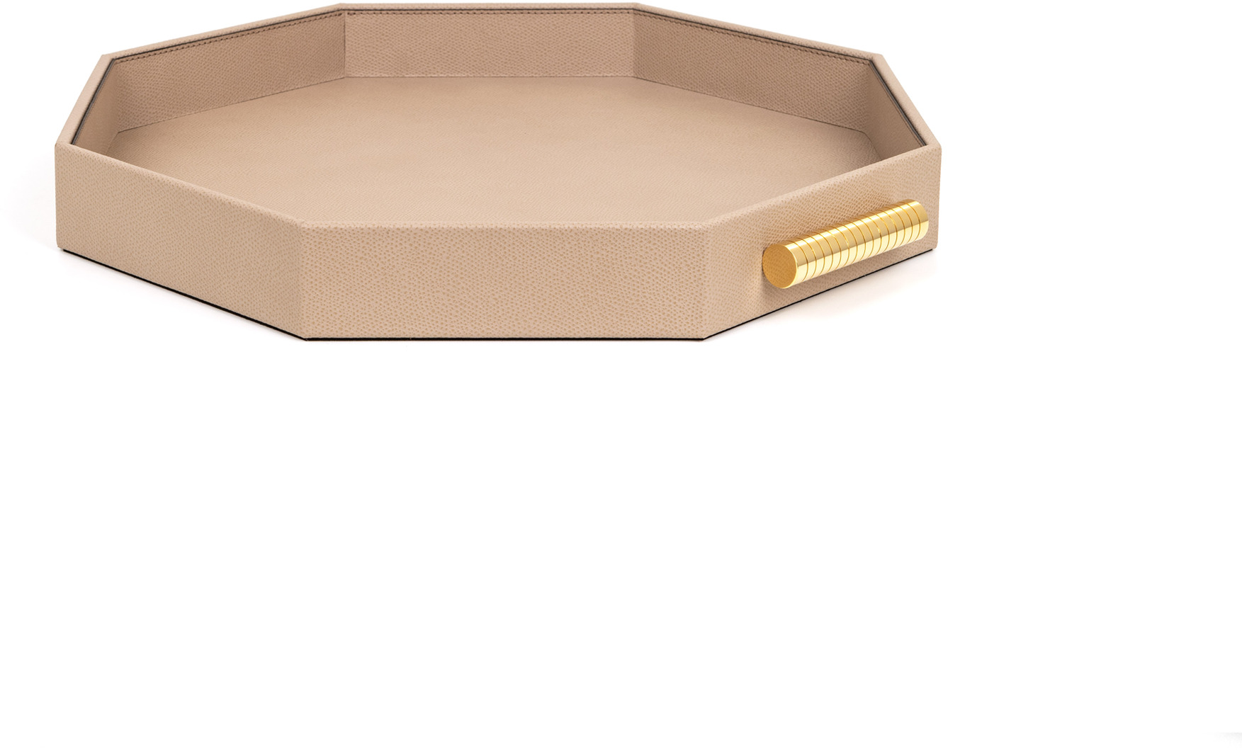 Восьмиугольный поднос Grace - 38X38 см/металл-хром/зернистая кожа_светло-серый