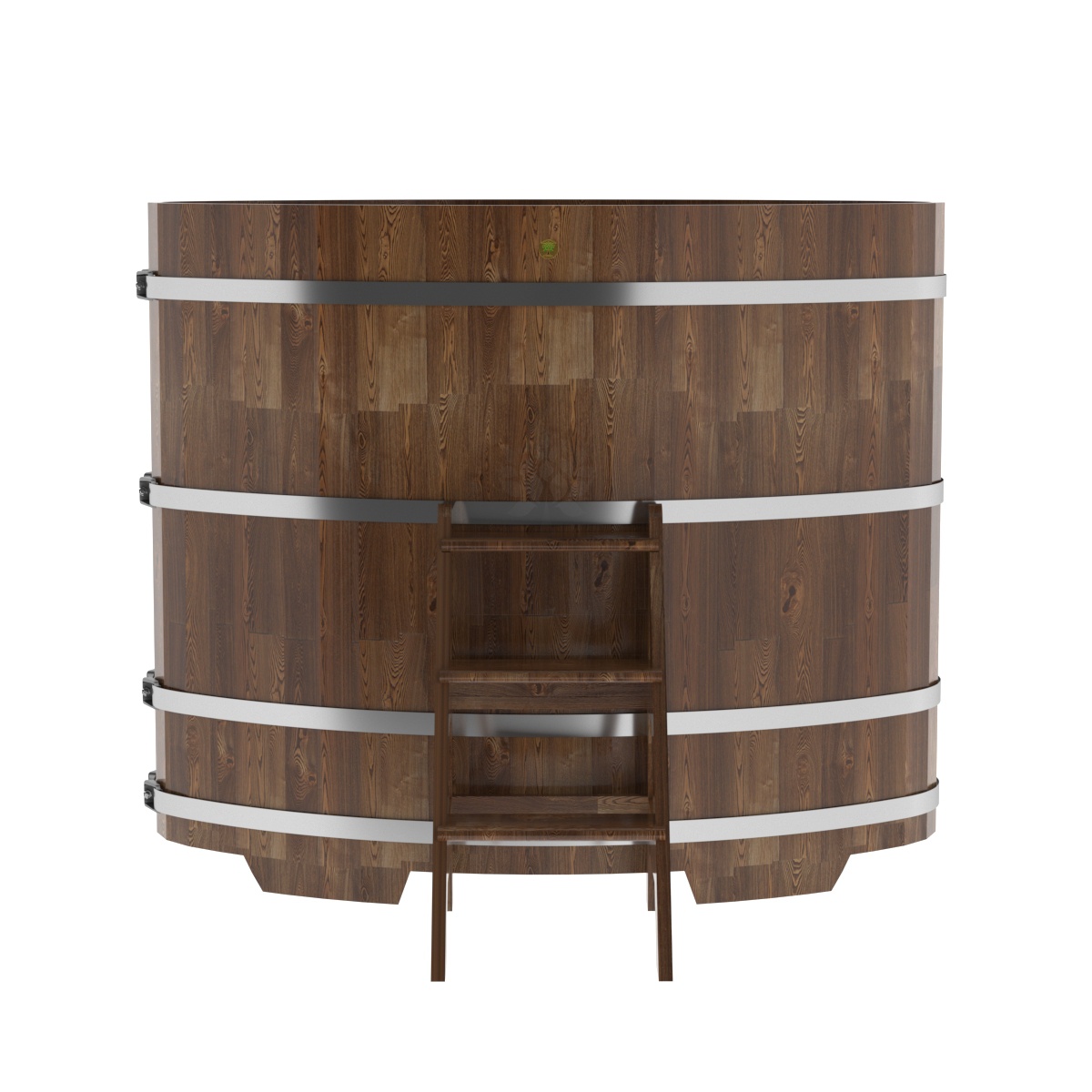 1517 Купель овальная из сращенных ламелей лиственницы 0,92х1,66х1,4 морёная Alyarus  - Вид №3