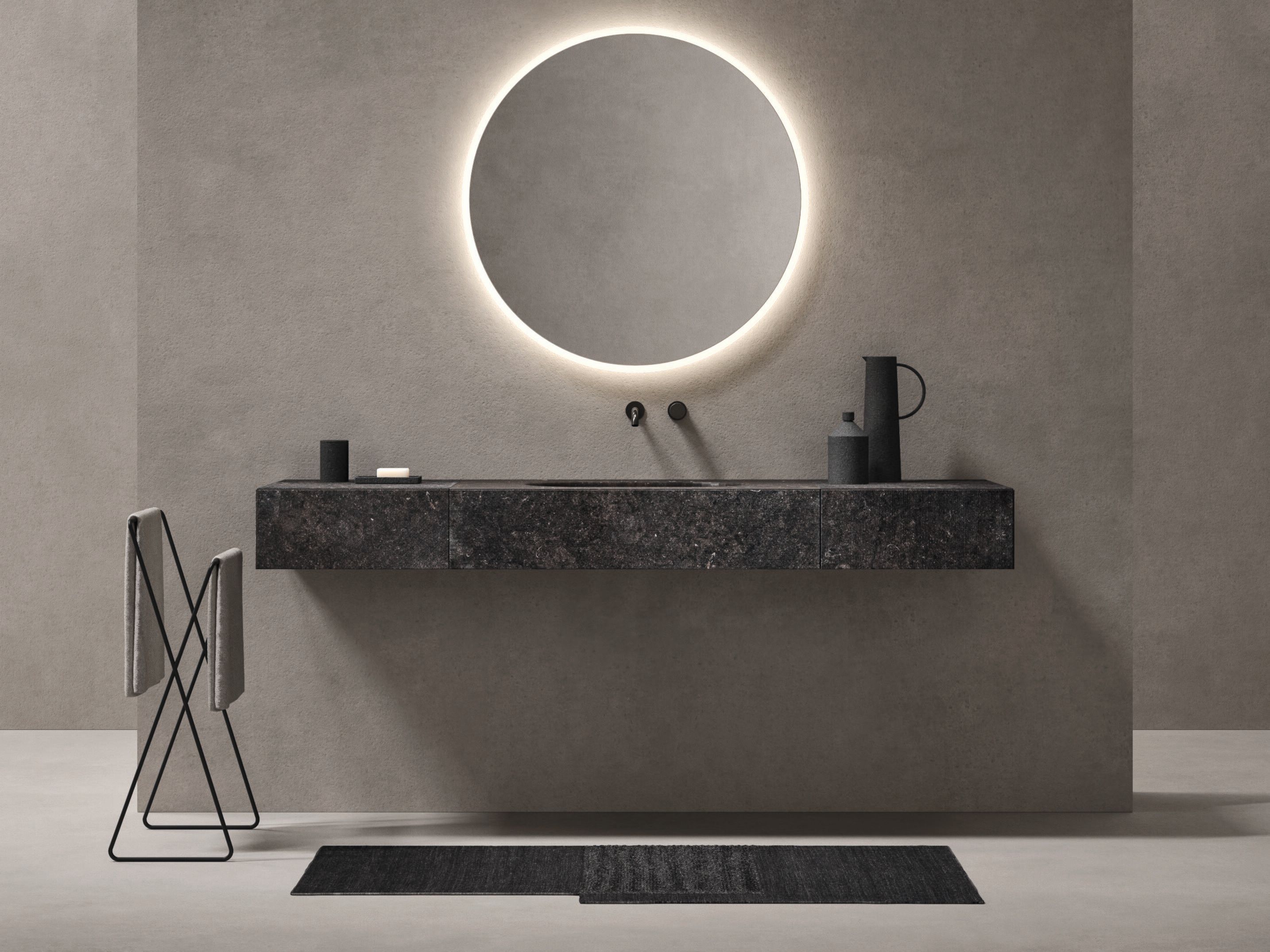 Мраморный подвесной умывальник со встроенной раковиной Noorth Azuco ARCH-00108380