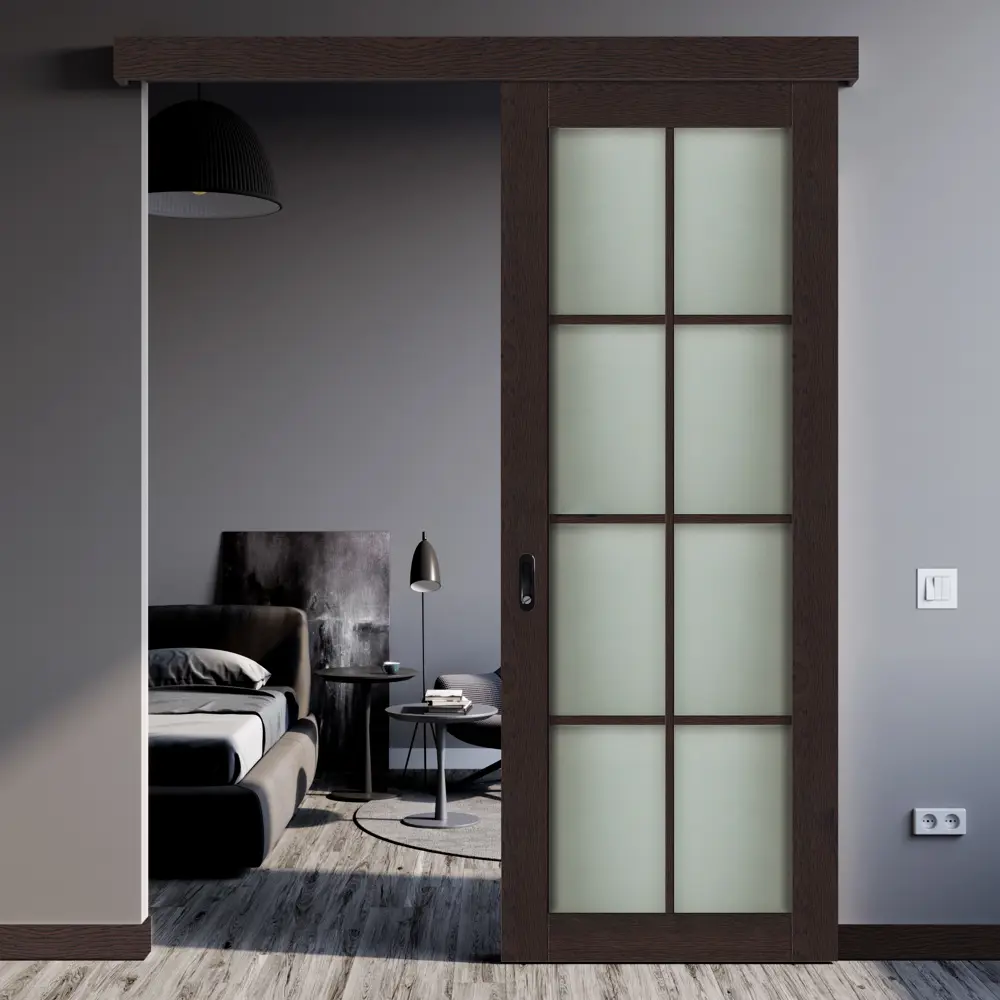 Дверь межкомнатная со стеклом Пьемонт 60x200 см CPL цвет дуб оверленд с замком и петлями МАРИО РИОЛИ STLM-2006796 - Вид №7