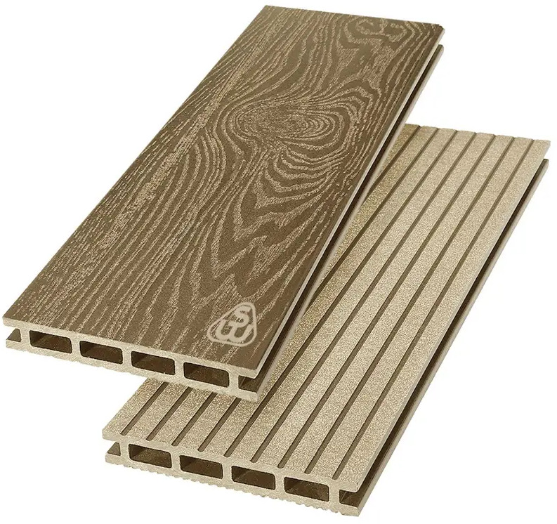 91680649 Террасная доска ДПК Savewood Carpinus тик 1500x146x22мм двусторонний вельвет/структура дерева0.438м² 2шт STLM-1013367