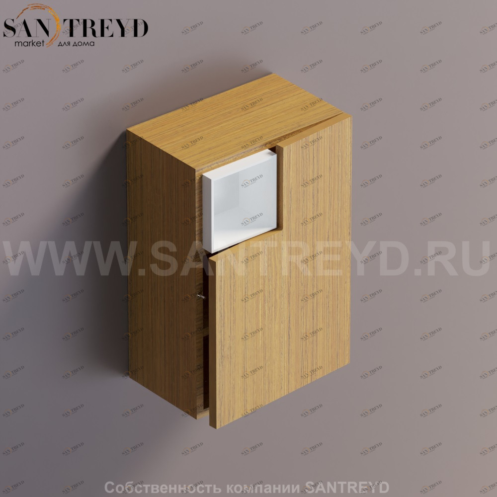 FLAT V Подвесной шкаф с мыльницей с петлями справа. Отделка: тик. AFXMO237042PTPT Agape