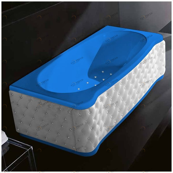 Ванна Gruppo treesse New Classic Young STA-V674C-DX-KBS-G голубая с аэромассажем прямоугольная правая белая кожа кристаллы сваровски STAV674CDXKBSG